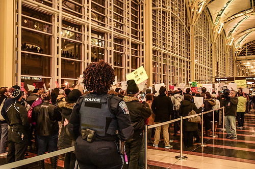 Protesters of Trump travel ban at airport