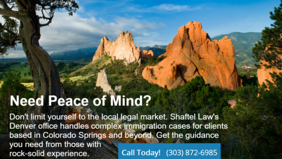 Garden of the Gods Colorado Springs representing immigration services of Denver immigration firm Shaftel Law